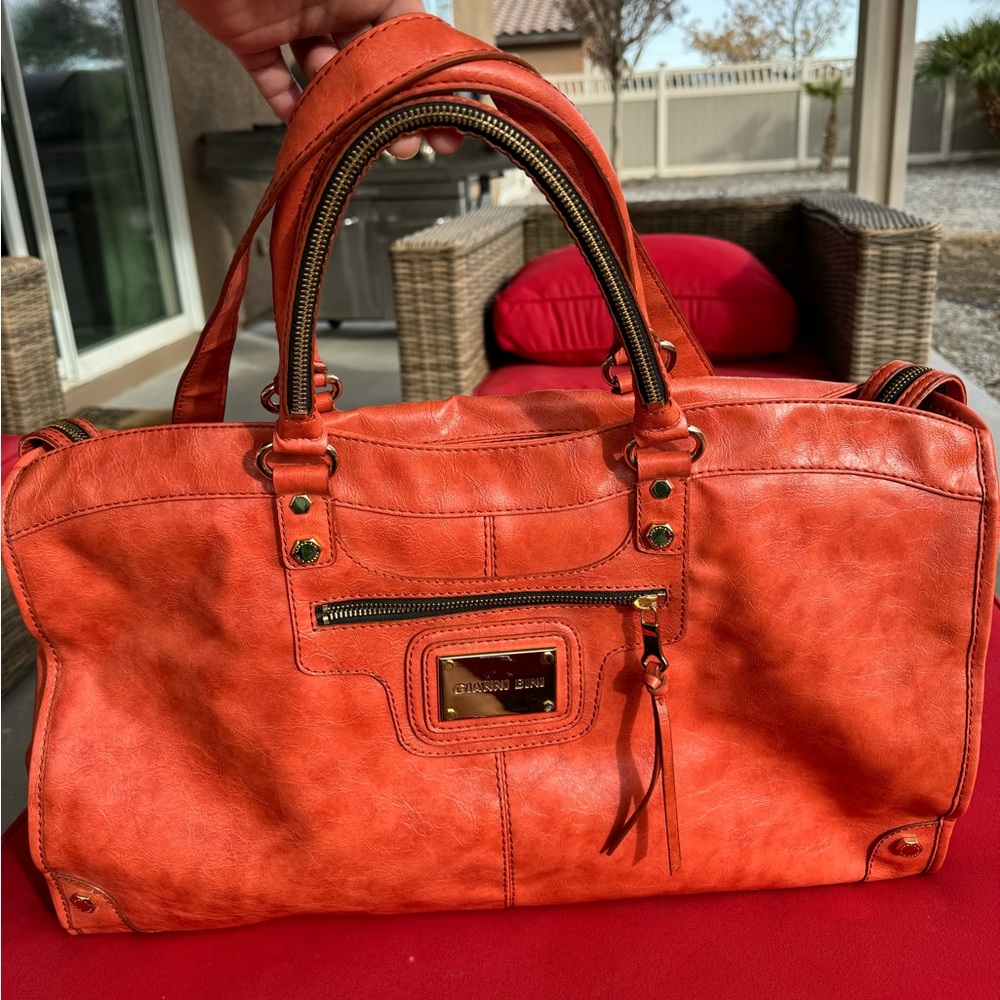 Gianni Bini Brown leather Weekender Bag
